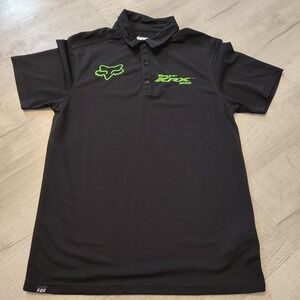 Fox Racing x Kawasaki Polo Shirt Mens Small Black Teryx KRX Embroidered Casual